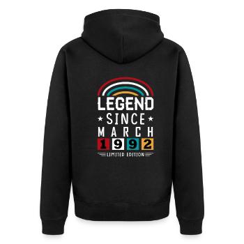 1992 Legend Since Birthday Gift March - Veste à capuche bio Premium Unisexe - noir - Dos - Nico (187cm)