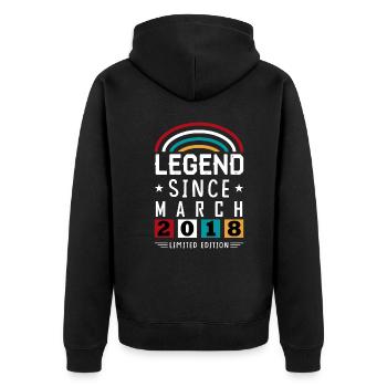 Légende 2018 depuis la marche cadeau d’anniversaire - Veste à capuche bio Premium Unisexe - noir - Dos - Nico (187cm)