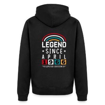 1966 Legend Since Birthday Gift April - Unisex Premium Organic Zip Hoodie - black - Back - Nico (187cm)