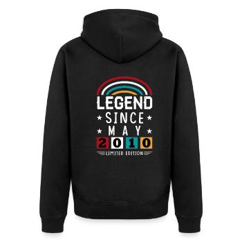 2010 Legend Since Birthday Gift May - Unisex Premium Organic Zip Hoodie - black - Back - Nico (187cm)