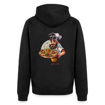 Einen Sturm kochen - Unisex Premium Bio Zip Hoodie - Schwarz - Hinten - Nico (187cm)