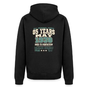 Aged to perfection may 1938 - 85 years old - Unisex Premium Organic Zip Hoodie - black - Back - Nico (187cm)