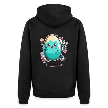Abenteuer Ostern - Unisex Premium Bio Zip Hoodie - Schwarz - Hinten - Nico (187cm)