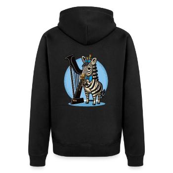 Geparden-Trompeter - Unisex Premium Bio Zip Hoodie - Schwarz - Hinten - Nico (187cm)