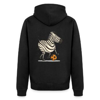 Zebra Soccer Star - Unisex Premium Organic Zip Hoodie - black - Back - Nico (187cm)