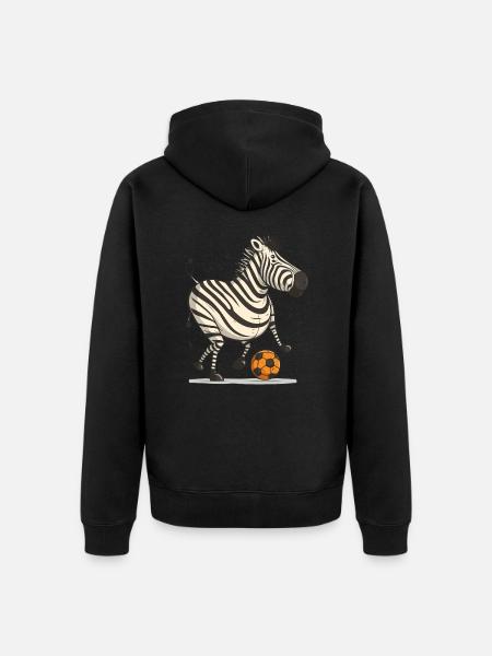 Zebra Fußballstern - Unisex Premium Bio Zip Hoodie - Schwarz