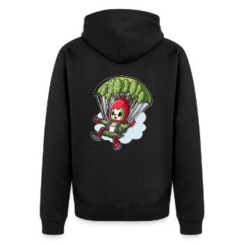 Spargel-Abenteuer - Unisex Premium Bio Zip Hoodie - Schwarz - Hinten - Nico (187cm)