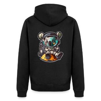 Koalas im Weltraum - Unisex Premium Bio Zip Hoodie - Schwarz - Hinten - Nico (187cm)