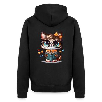 Le chat rat de bibliothèque - Veste à capuche bio Premium Unisexe - noir - Dos - Nico (187cm)