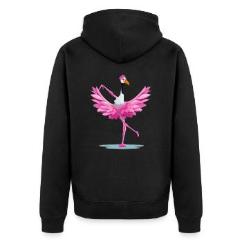 Ballerina Flaminga - Unisex Premium Organic Zip Hoodie - black - Back - Nico (187cm)