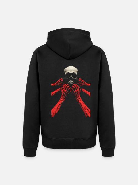 Skull with red arms - Unisex Premium Organic Zip Hoodie - black