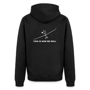 So läuft das bei uns Segelflieger gleiten lustig - Unisex Premium Bio Zip Hoodie - Schwarz - Hinten - Nico (187cm)