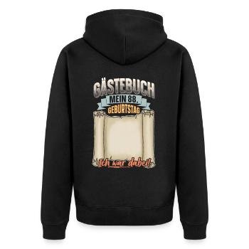 88. Geburtstag Gästebuch - Unisex Premium Bio Zip Hoodie - Schwarz - Hinten - Nico (187cm)