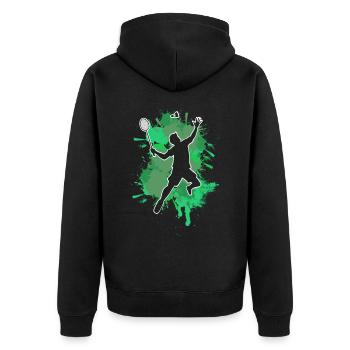 Badminton - Unisex Premium Bio Zip Hoodie - Schwarz - Hinten - Nico (187cm)