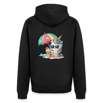 Arc-en-ciel d’été - Un jeu de couleurs - Veste à capuche bio Premium Unisexe - noir - Dos - Nico (187cm)