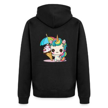 Sweet Dreams: A Unicorn - Unisex Premium Organic Zip Hoodie - black - Back - Nico (187cm)