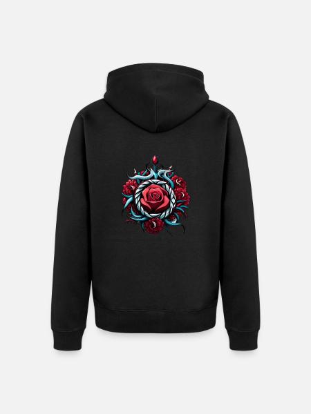 ROSE Tatoo - Unisex Premium Organic Zip Hoodie - black