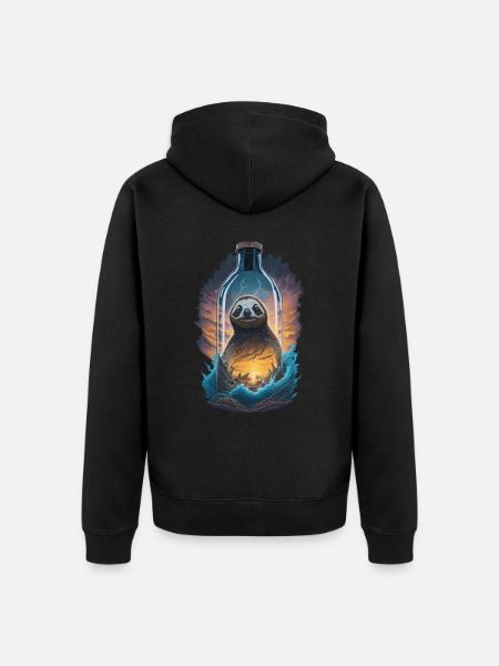 Faultier Sonnenuntergang Wasser Flasche - Unisex Premium Bio Zip Hoodie - Schwarz