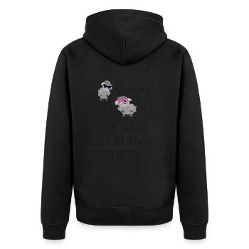 Die Welt hat die Farbe unserer Brillengläser - Unisex Premium Bio Zip Hoodie - Schwarz - Hinten - Nico (187cm)