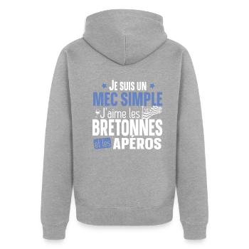Bretonne Apéro Bretagne Cadeau Alcool T-shirt Mug - Veste à capuche bio Premium Unisexe - gris chiné - Dos - Nico (187cm)
