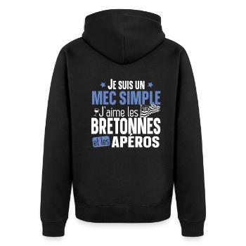 Bretonne Apéro Bretagne Cadeau Alcool T-shirt Mug - Veste à capuche bio Premium Unisexe - noir - Dos - Nico (187cm)