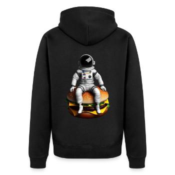 Space Astronaut Cheeseburger - Unisex Premium Organic Zip Hoodie - black - Back - Nico (187cm)