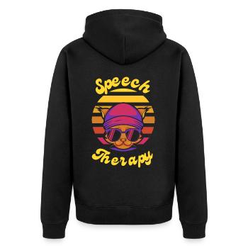 Speech Therapy Cat Speech Language Pathology SLP - Unisex Premium Organic Zip Hoodie - black - Back - Nico (187cm)