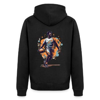 Handballspieler Streetwear Ikonischer Stil - Unisex Premium Bio Zip Hoodie - Schwarz - Hinten - Nico (187cm)