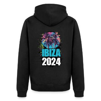 Ibiza 2024 Travel Tour Team - Unisex Premium Organic Zip Hoodie - black - Back - Nico (187cm)