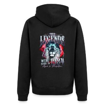 Legends were born in 1984 - Unisex Premium Organic Zip Hoodie - black - Back - Nico (187cm)
