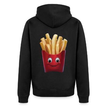 Glückliche Pommes - Unisex Premium Bio Zip Hoodie - Schwarz - Hinten - Nico (187cm)