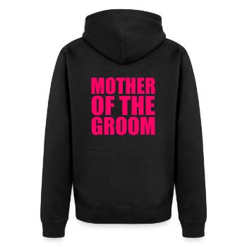 Mother of the groom - Unisex Premium Bio Zip Hoodie - Schwarz - Hinten - Nico (187cm)