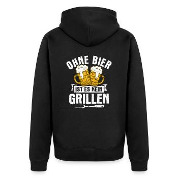 Griller BBQ Grill Grillmeister Grillen Grillparty - Unisex Premium Bio Zip Hoodie - Schwarz - Hinten - Nico (187cm)