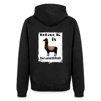 schwarz drama lama toleranz black people human - Unisex Premium Bio Zip Hoodie - Schwarz - Hinten - Nico (187cm)
