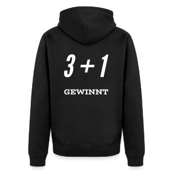 3 + 1 GEWINNT! Cool-trendiges Original-Design. NEU - Unisex Premium Bio Zip Hoodie - Schwarz - Hinten - Nico (187cm)