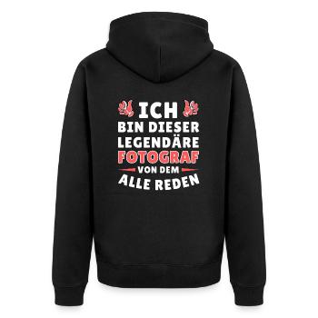 Ich bin dieser legendäre Fotograf - Unisex Premium Bio Zip Hoodie - Schwarz - Hinten - Nico (187cm)