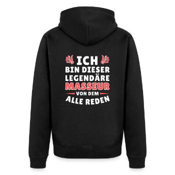 Ich bin dieser legendäre Masseur - Unisex Premium Bio Zip Hoodie - Schwarz - Hinten - Nico (187cm)