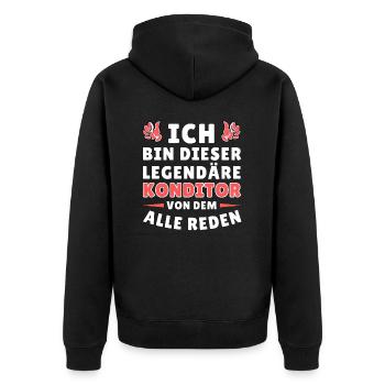 Ich bin dieser legendäre Konditor - Unisex Premium Bio Zip Hoodie - Schwarz - Hinten - Nico (187cm)