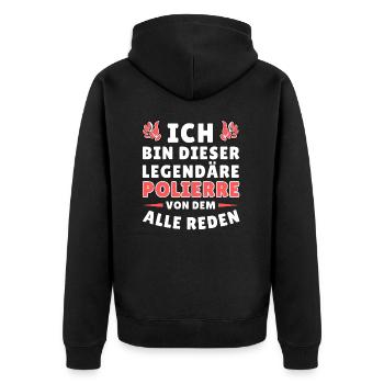 Ich bin dieser legendäre Polierer - Unisex Premium Bio Zip Hoodie - Schwarz - Hinten - Nico (187cm)