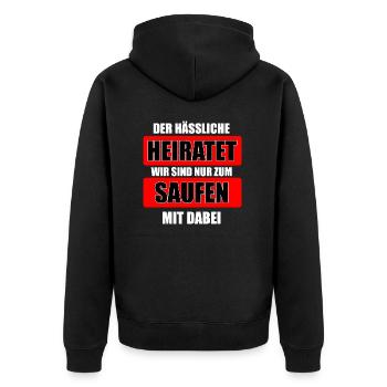 DER HÄSSLICHE HEIRATET - Unisex Premium Bio Zip Hoodie - Schwarz - Hinten - Nico (187cm)