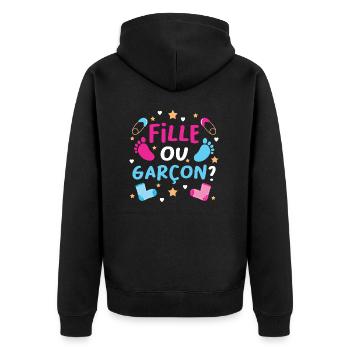 Garçon ou Fille Gender Reveal Baby Boy or Girl - Veste à capuche bio Premium Unisexe - noir - Dos - Nico (187cm)