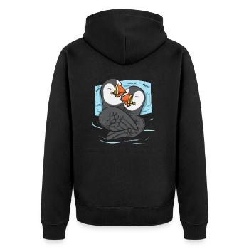 puffin puffin auke birds Lunde - Unisex Premium Organic Zip Hoodie - black - Back - Nico (187cm)