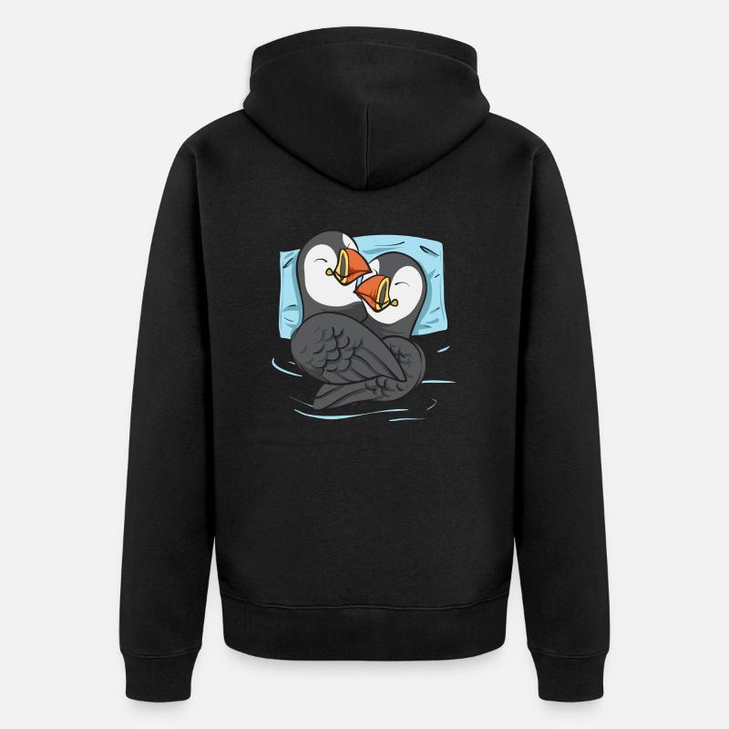 macareux macareux moines oiseaux Lunde - Veste à capuche bio Premium Unisexe - noir