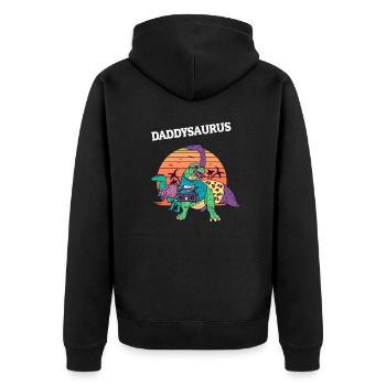 Daddysaurus Dinosaurie Vatertag Retro Papa - Unisex Premium Bio Zip Hoodie - Schwarz - Hinten - Nico (187cm)
