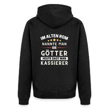 Im alten Rom waren Sie Götter. Heute Kassierer - Unisex Premium Bio Zip Hoodie - Schwarz - Hinten - Nico (187cm)