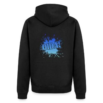 Oida - Unisex Premium Bio Zip Hoodie - Schwarz - Hinten - Nico (187cm)