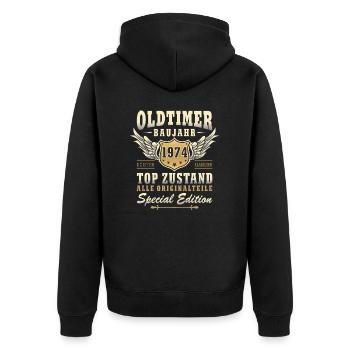 50. Geburtstag Oldtimer 50 Jahre Geschenkidee - Unisex Premium Bio Zip Hoodie - Schwarz - Hinten - Nico (187cm)