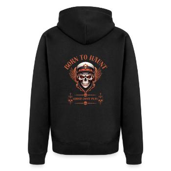 « Né pour hanter. » - Veste à capuche bio Premium Unisexe - noir - Dos - Nico (187cm)