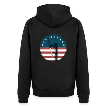 Space travel - rocket - gripper arms - interception - Unisex Premium Organic Zip Hoodie - black - Back - Nico (187cm)