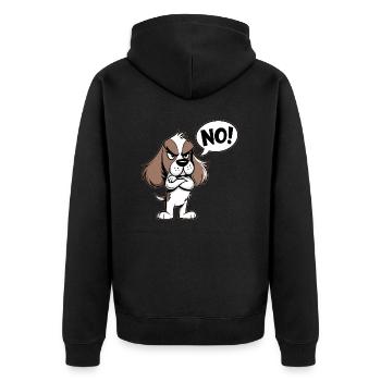 Cocker Spaniel saying "No! - Unisex Premium Organic Zip Hoodie - black - Back - Nico (187cm)